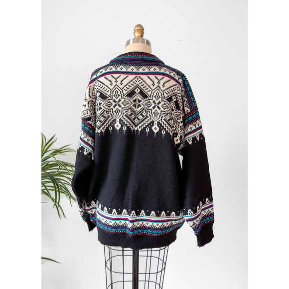 Vintage Dale of Norway Fiemme Black Purple Turquoise Wool Pullover Sweater Mens - Picture 3 of 8